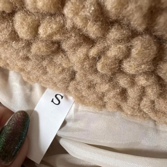 COMMENSE Teddy Bear Coat Size Small Brown Sherpa Faux Fur Long Trench Jacket NWT - Picture 5 of 7